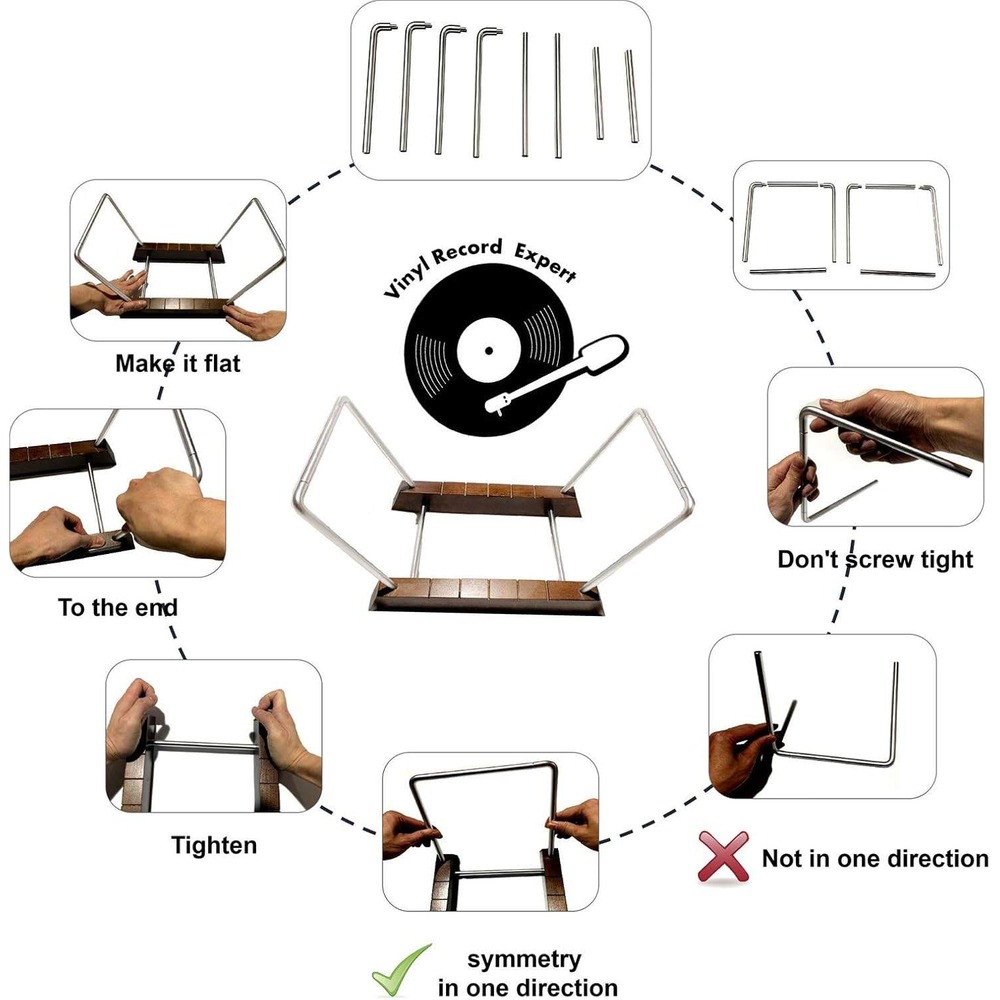 Sangle Vinyl Record Storage Holder‎ Solid Wood Aluminum 50+ LP Display Stand